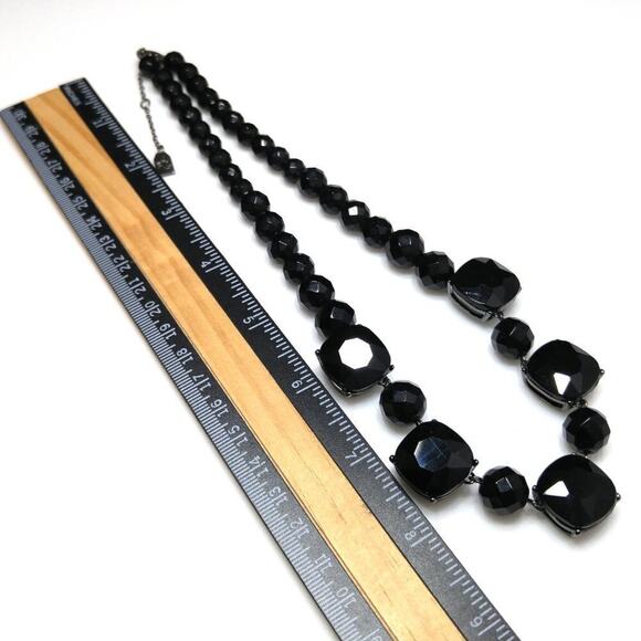 Lauren Ralph Lauren Black Crystal Beaded Necklace, 20 Inches, Gunmetal Gray - Picture 3 of 6